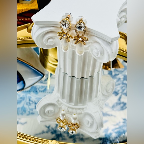 🆕 OSCAR DE LA RENTA 🧿 NWOT Bow Earrings With Pearls - Picture 15 of 16